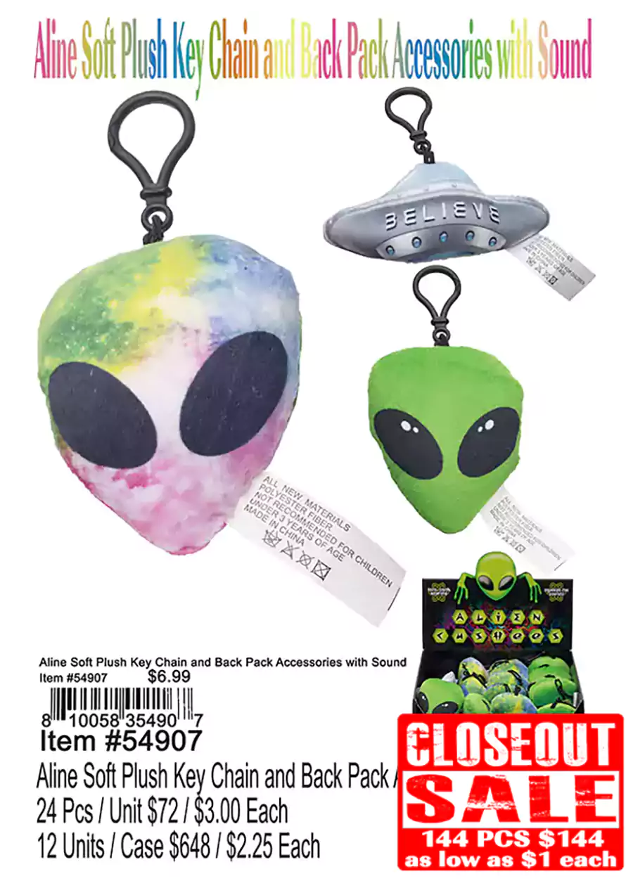Alien Soft Plush Keychain and Backpack Accessories with Sound (CL)